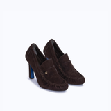 PENNY HEELS - DARK SUEDE BROWN