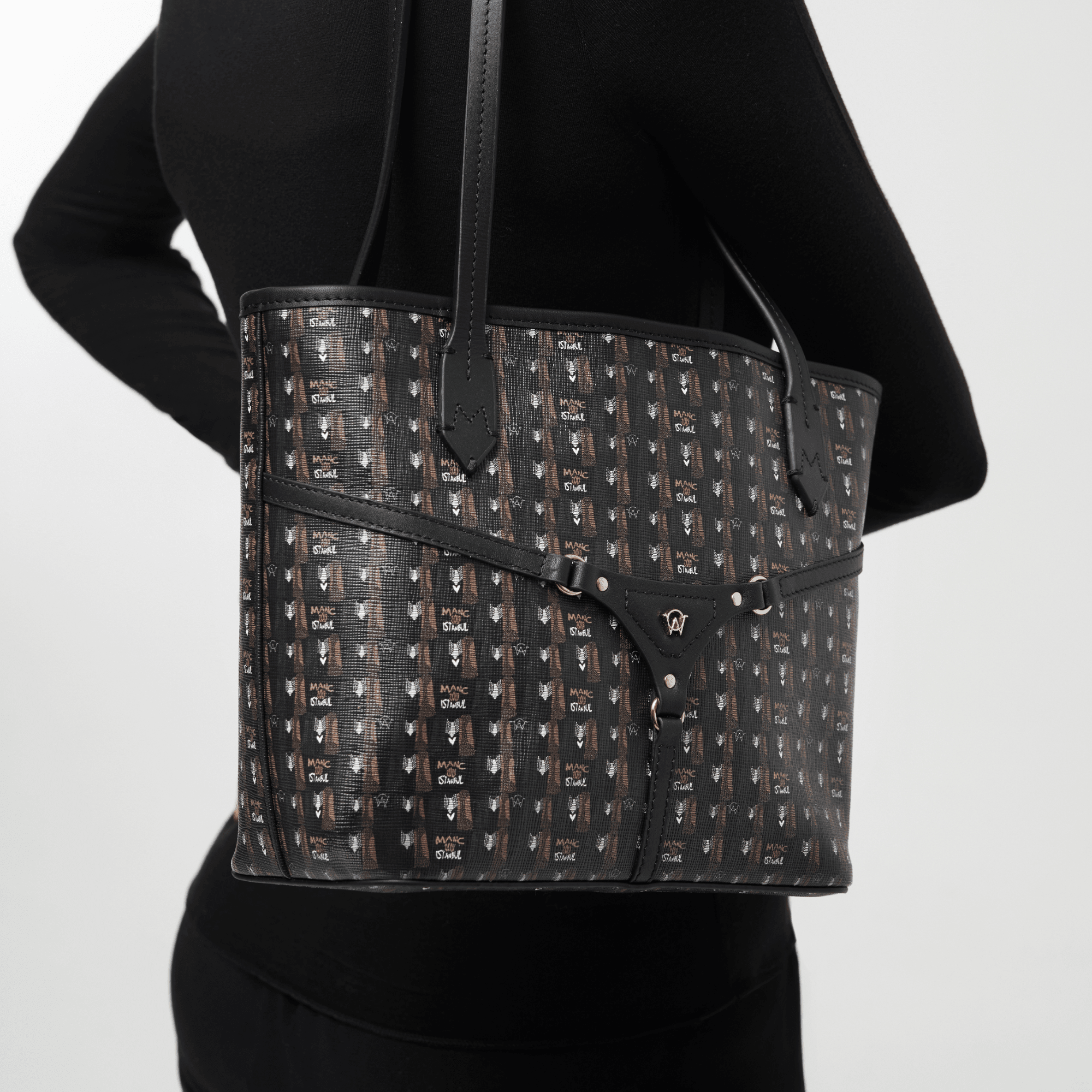 BELLA MINI TOTE - BROWN BLACK - manc