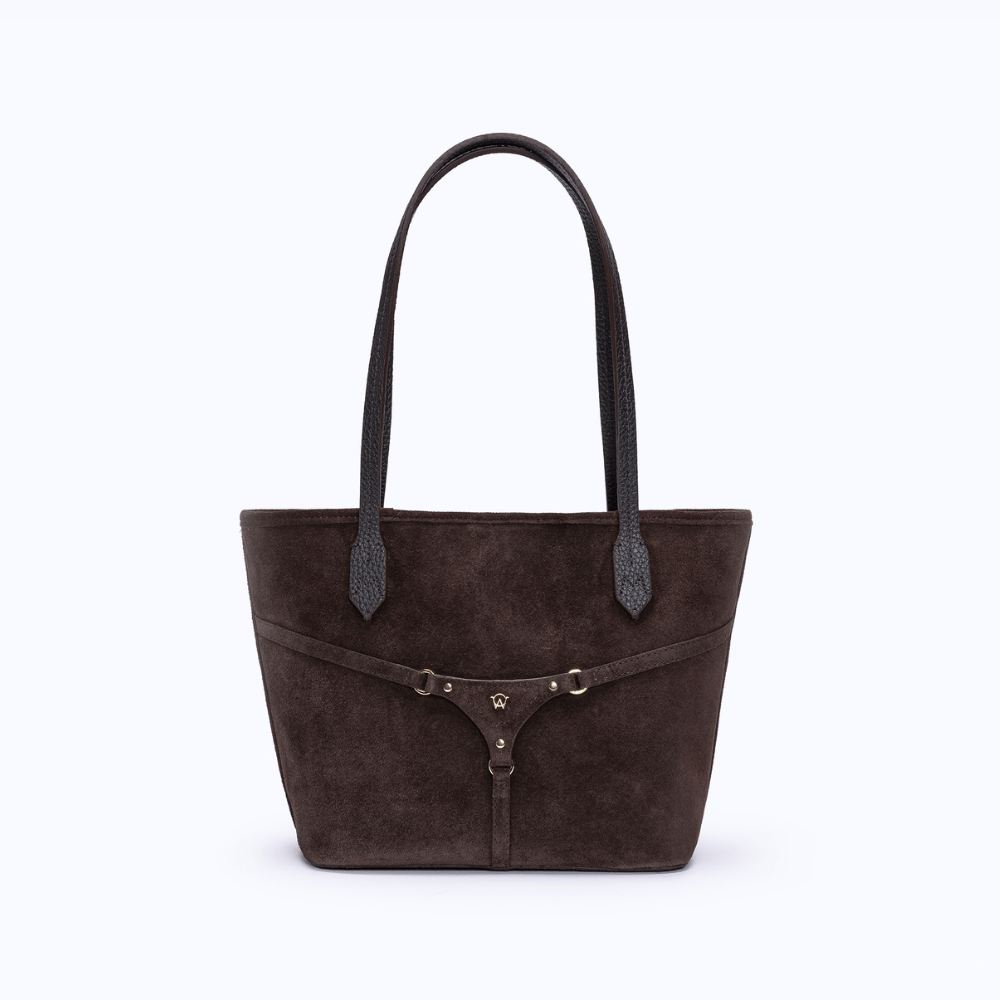 BELLA MINI TOTE - DARK SUEDE BROWN - manc