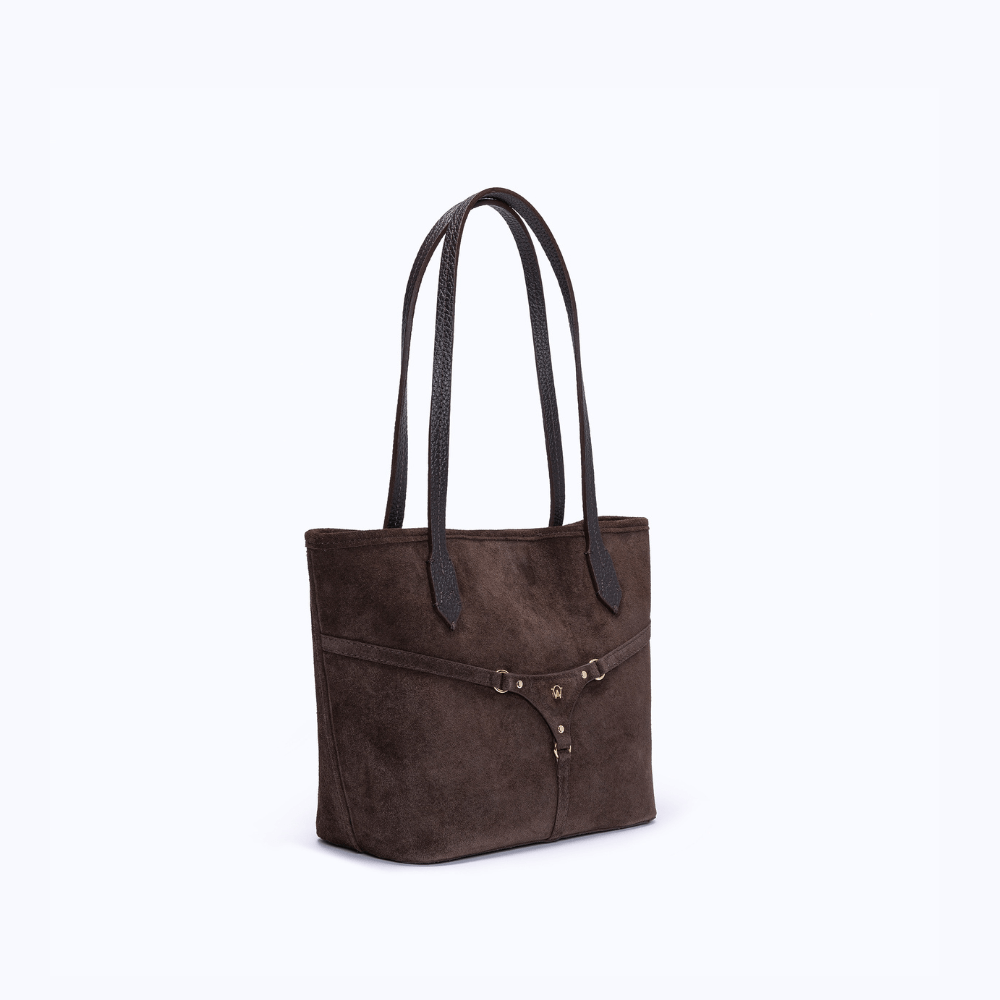 BELLA MINI TOTE - DARK SUEDE BROWN - manc