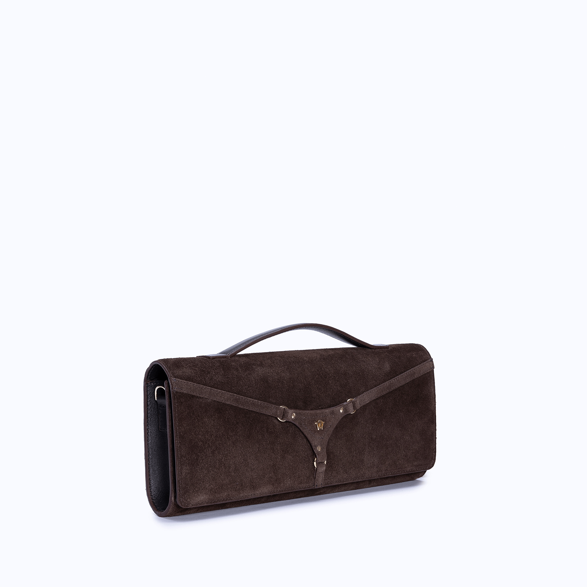 DAPHNE CLUTCH - DARK SUEDE BROWN - manc