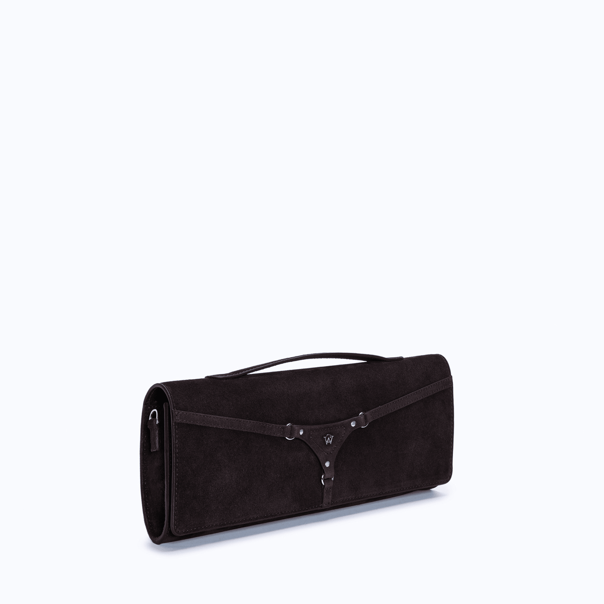 DAPHNE CLUTCH - DARK SUEDE BROWN - manc