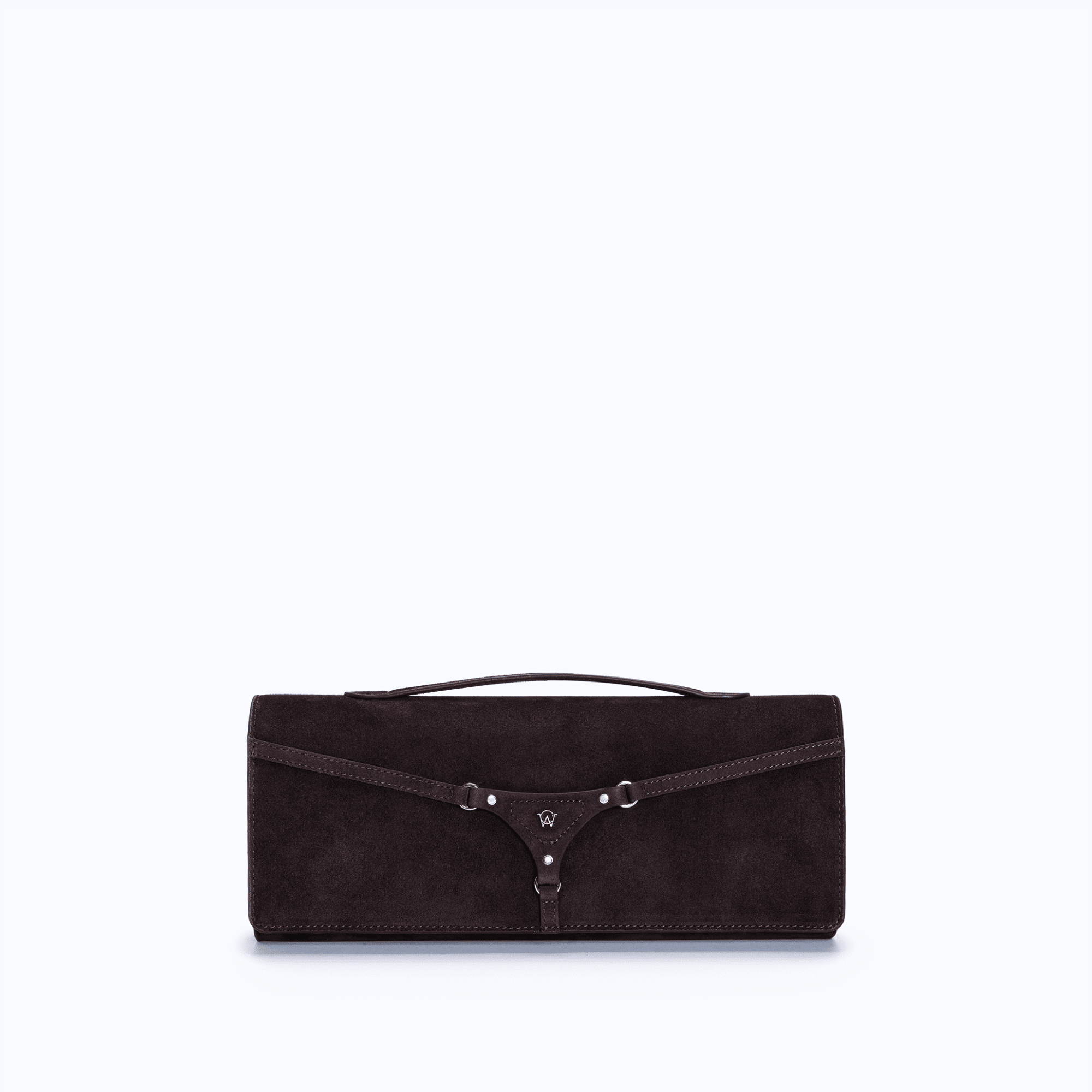 DAPHNE CLUTCH - DARK SUEDE BROWN - manc