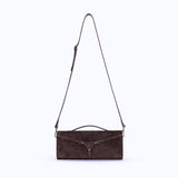 DAPHNE CLUTCH - DARK SUEDE BROWN - manc