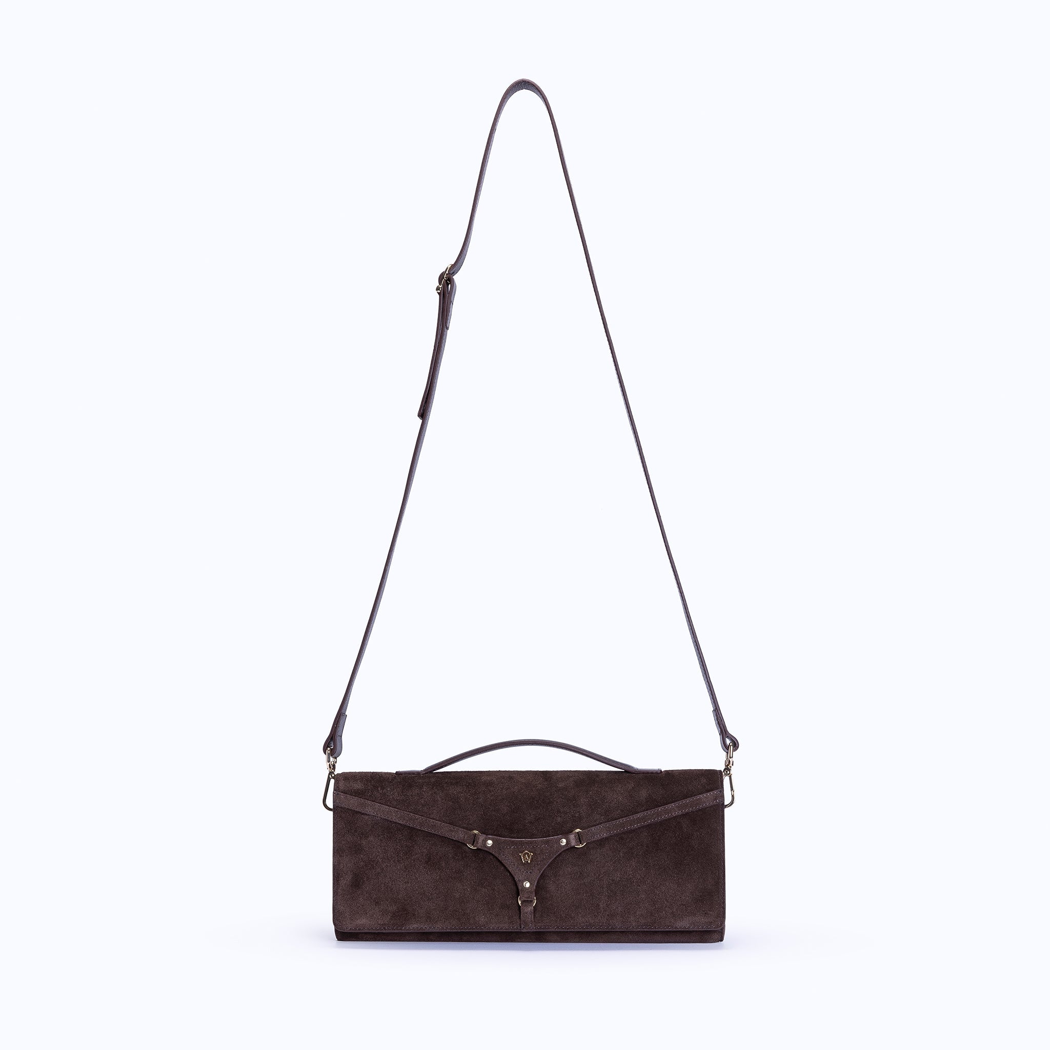 DAPHNE CLUTCH - DARK SUEDE BROWN - manc