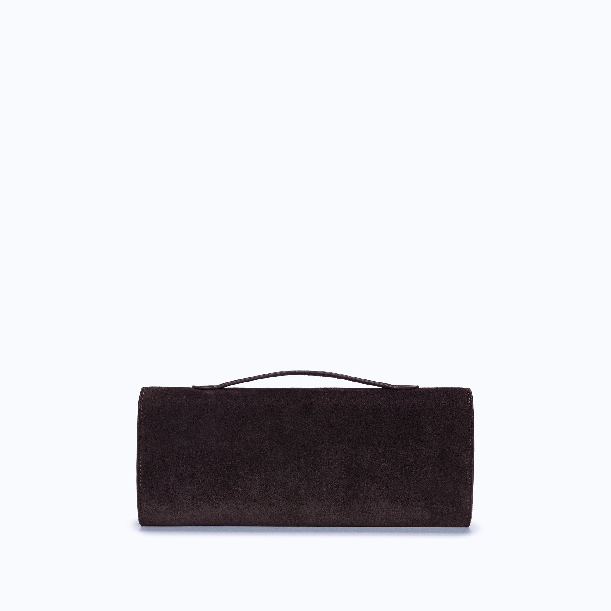 DAPHNE CLUTCH - DARK SUEDE BROWN - manc
