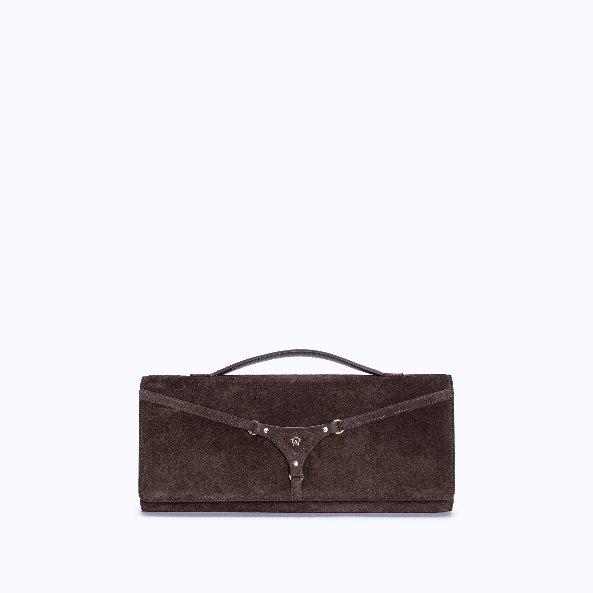 DAPHNE CLUTCH - DARK SUEDE BROWN - manc