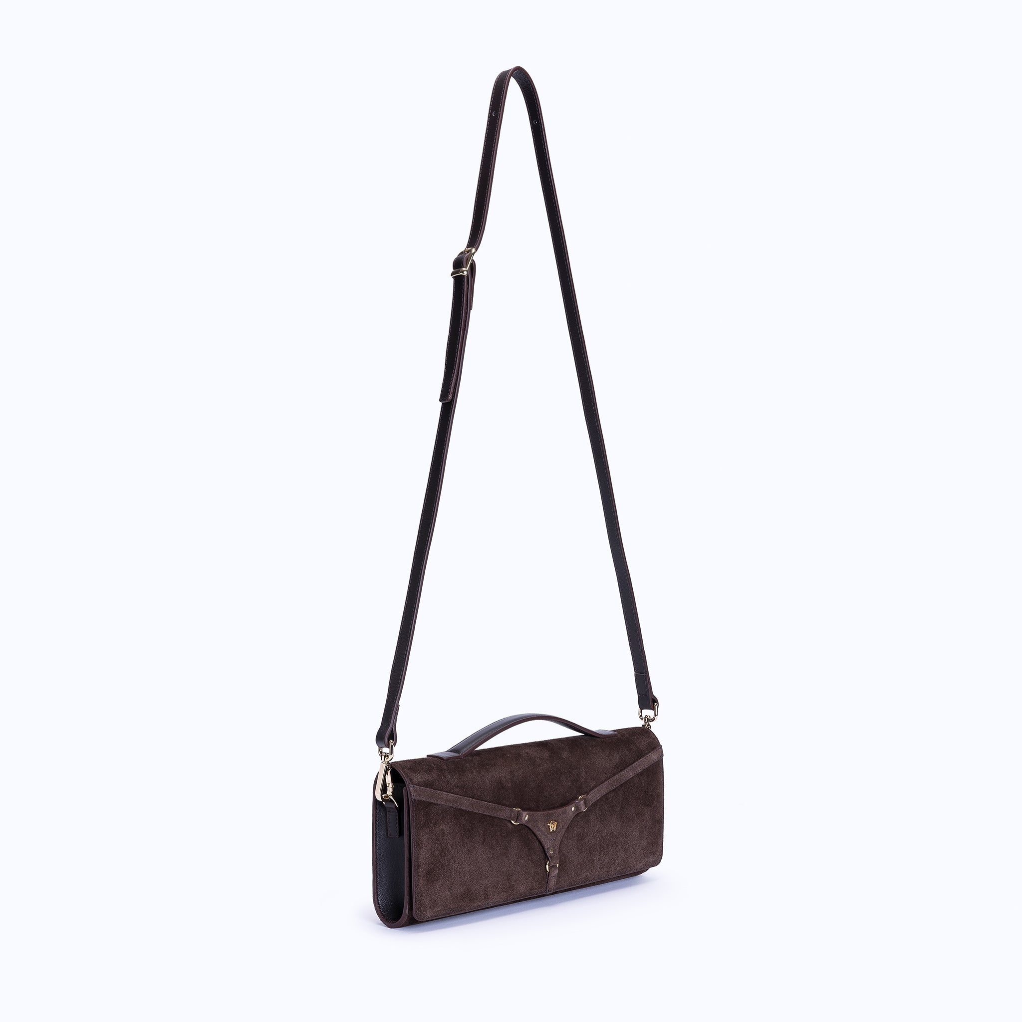 DAPHNE CLUTCH - DARK SUEDE BROWN (PRE - ORDER) - manc