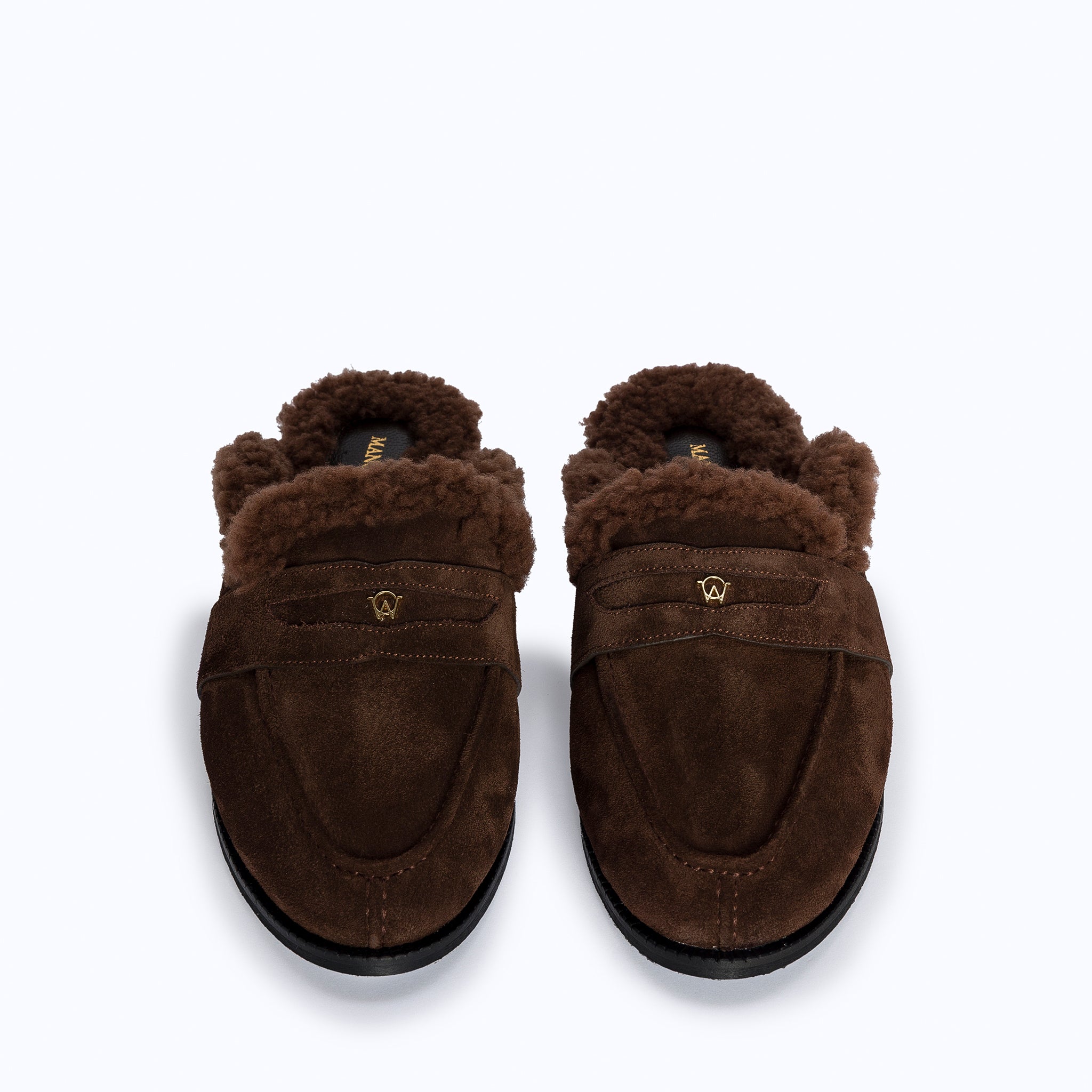 GRACE SLIPPERS - TEDDY DARK SUEDE BROWN - manc