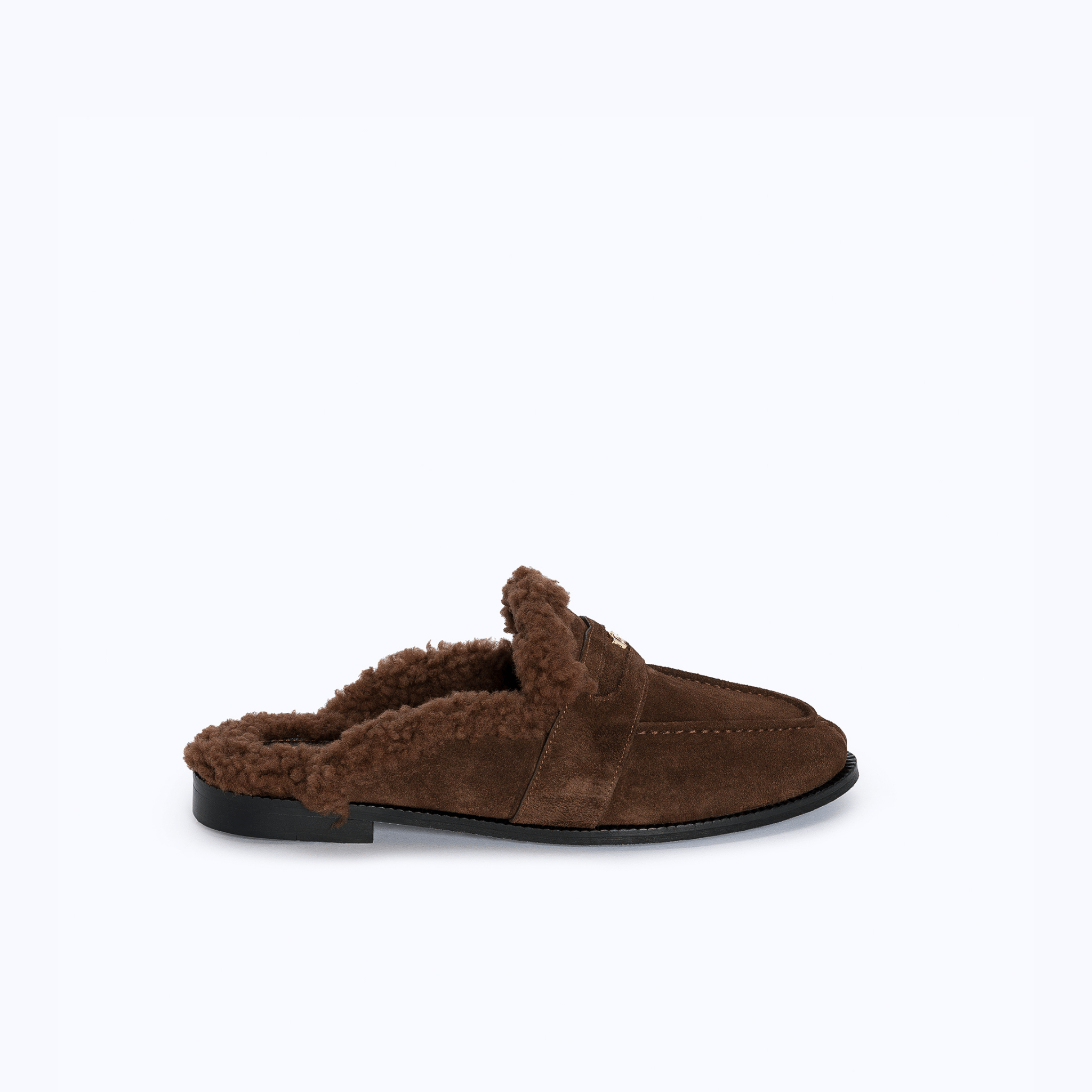 GRACE SLIPPERS - TEDDY DARK SUEDE BROWN - manc