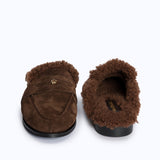 GRACE SLIPPERS - TEDDY DARK SUEDE BROWN - manc