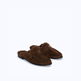 GRACE SLIPPERS - TEDDY DARK SUEDE BROWN - manc