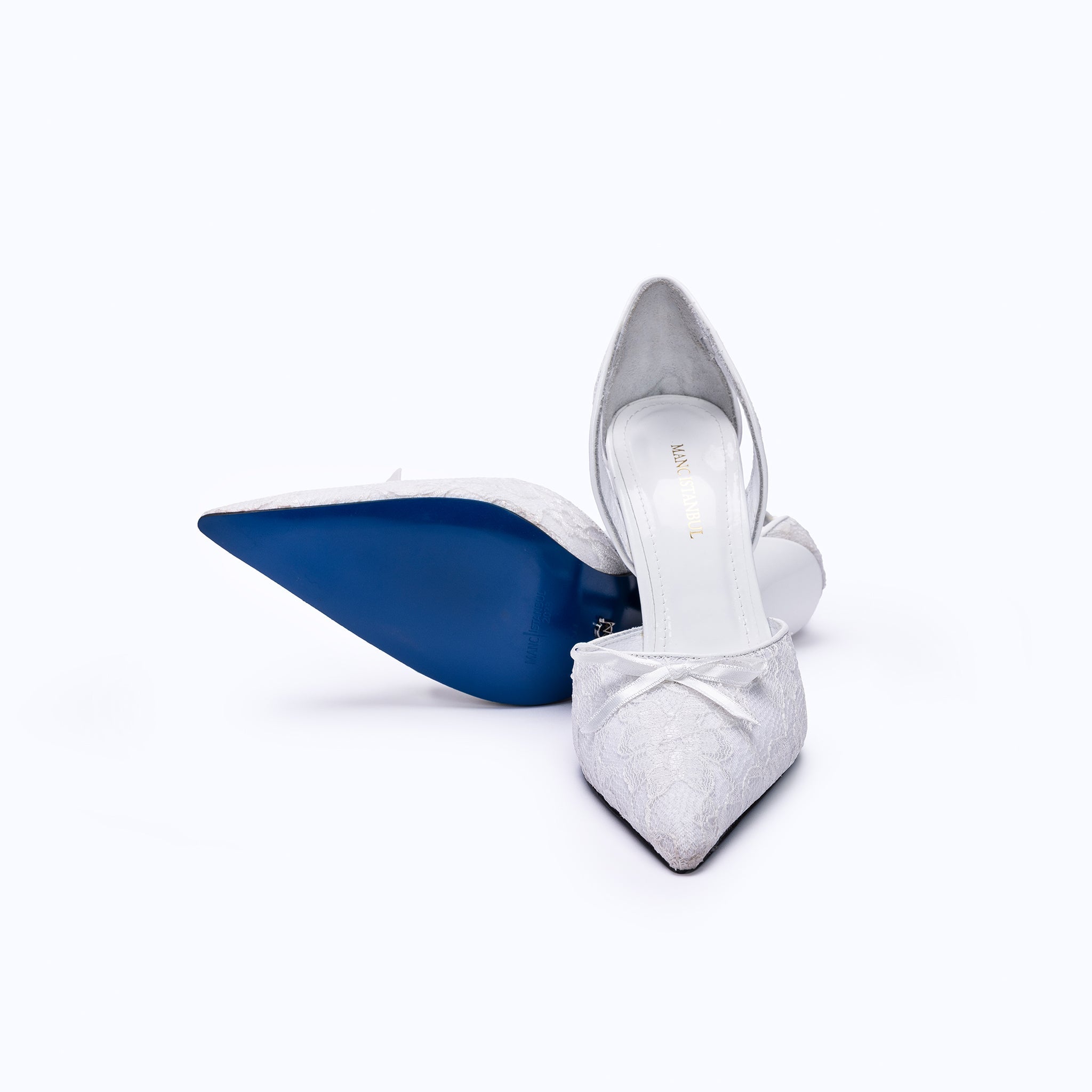 LILITH HEELS - WHITE LACE - manc