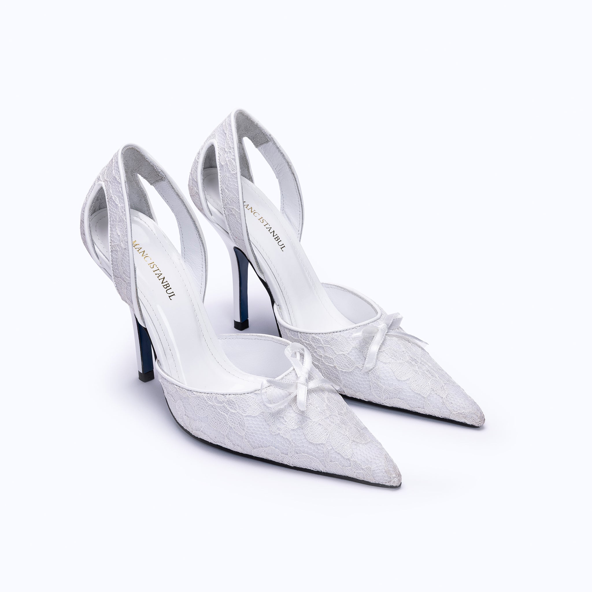 LILITH HEELS - WHITE LACE - manc
