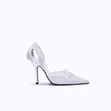 LILITH HEELS - WHITE LACE - manc