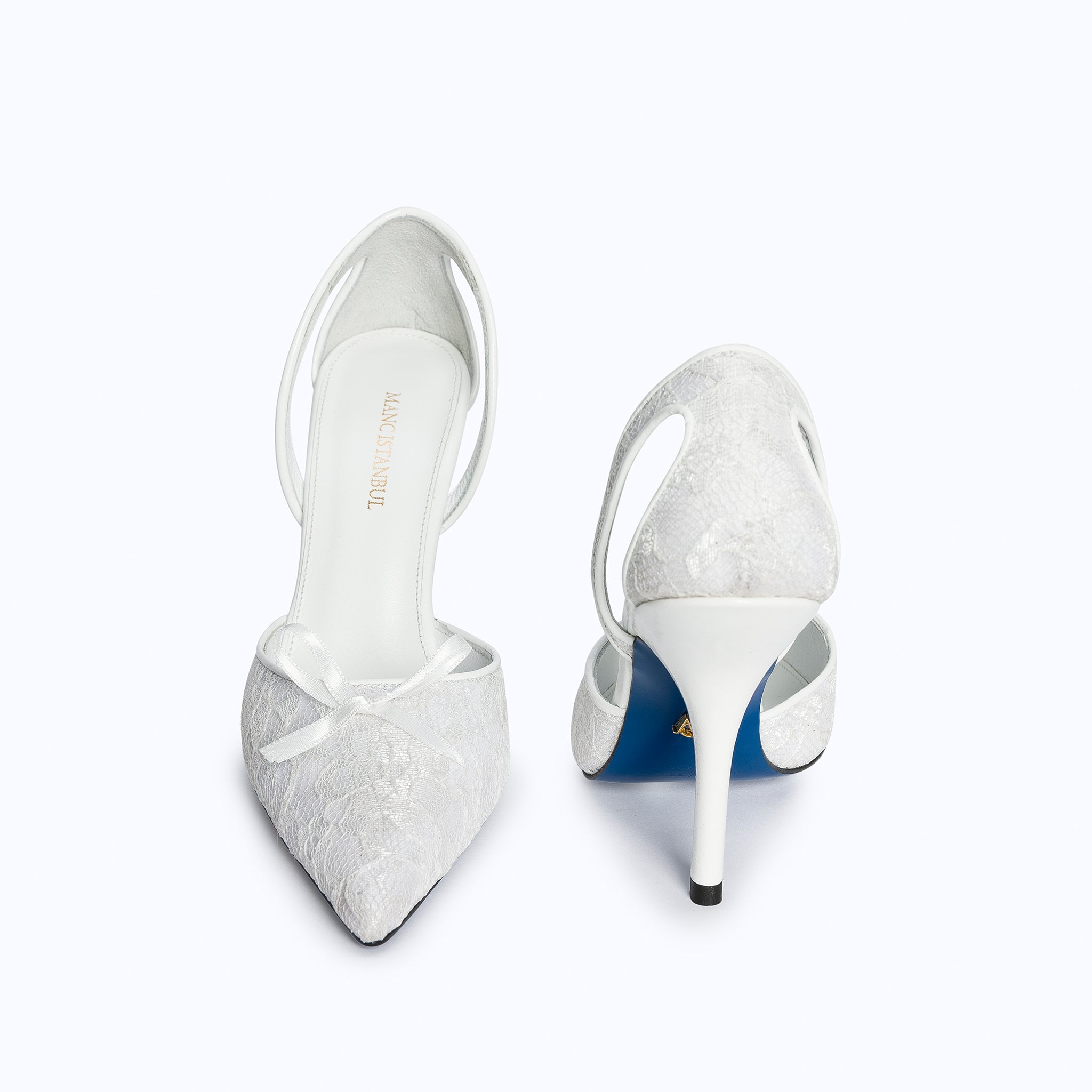 LILITH HEELS - WHITE LACE - manc