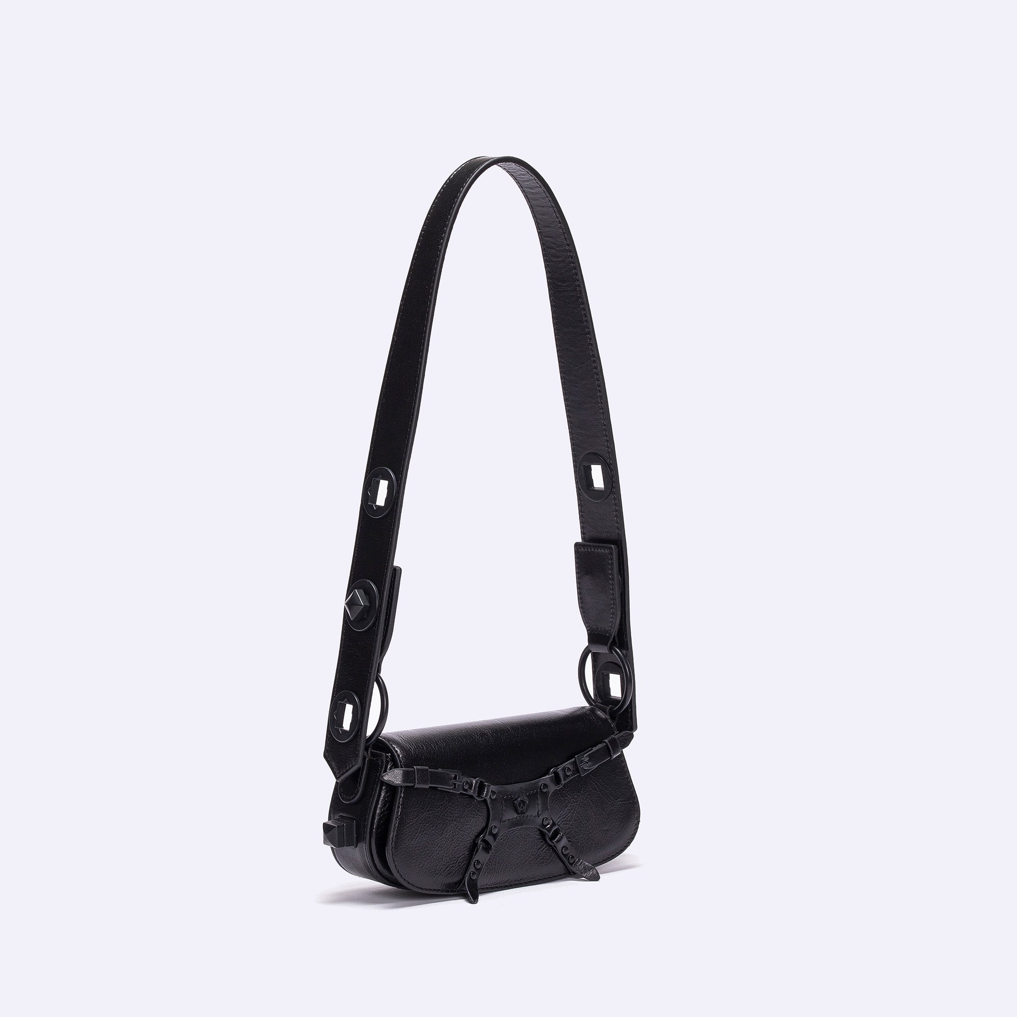 ショルダーバッグ・ポシェット [MATINKIM]asymmetrical zipper bag in charcoal Medium black nylon crossbody bag