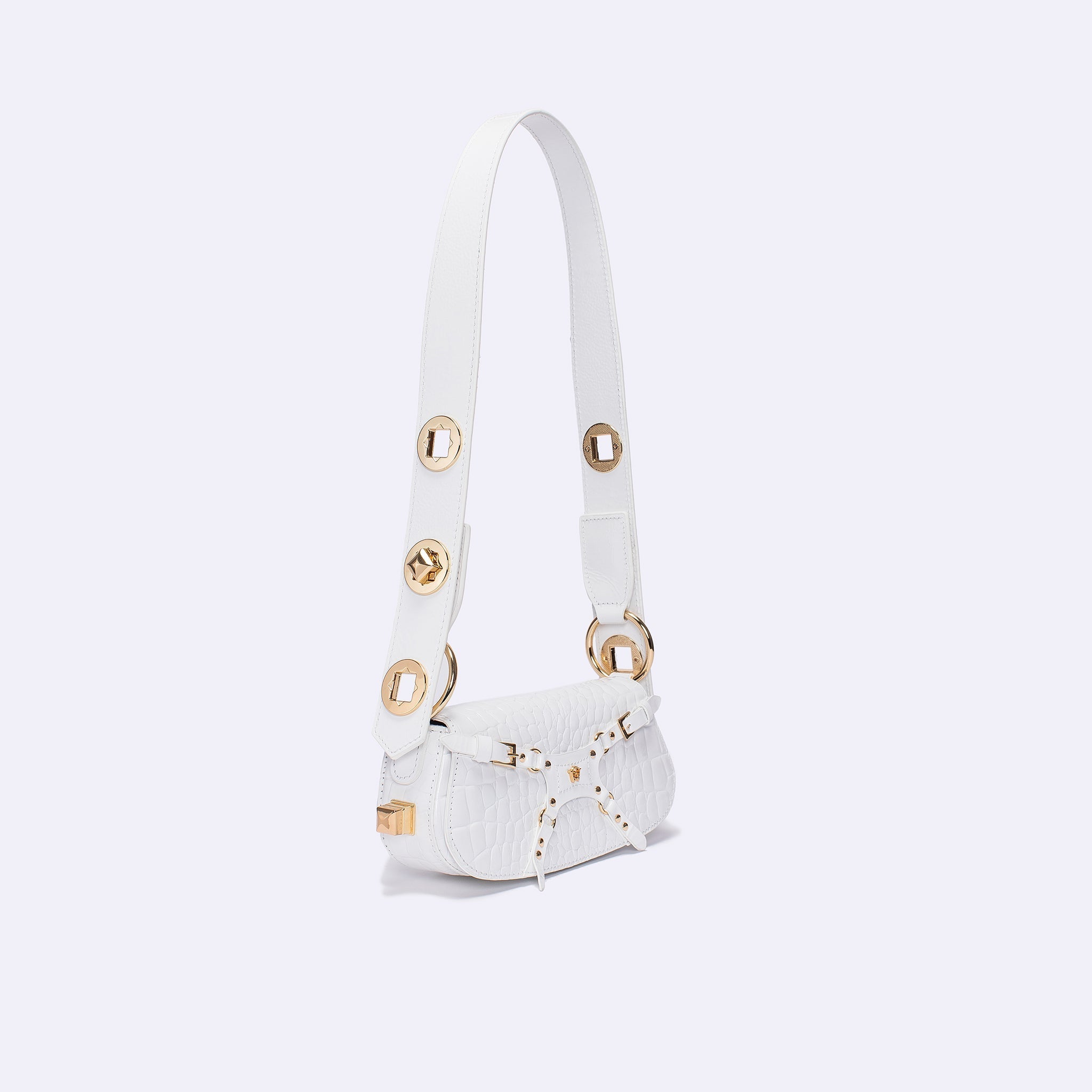 LILITH MINI - WHITE CROC (GOLD) - manc