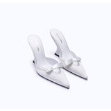 MARGAUX WHITE - SATIN WEDGE MULE - manc