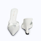 MARGAUX WHITE - SATIN WEDGE MULE - manc