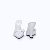 MARGAUX WHITE - SATIN WEDGE MULE - manc