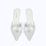 MARGAUX WHITE - SATIN WEDGE MULE - manc