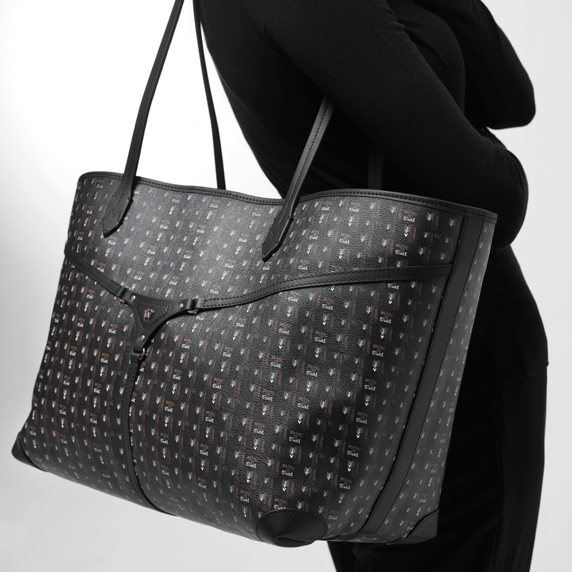 MIRI TOTE - BROWN BLACK - manc