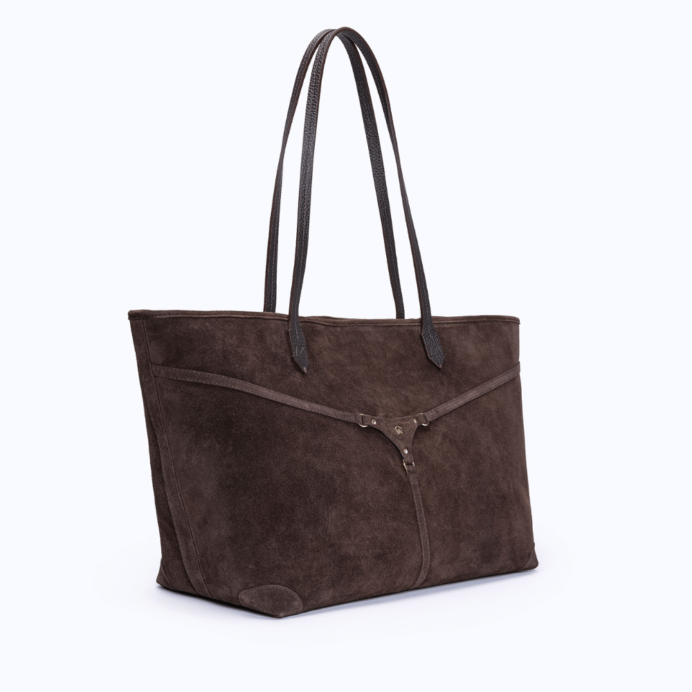 MIRI TOTE - DARK SUEDE BROWN - manc