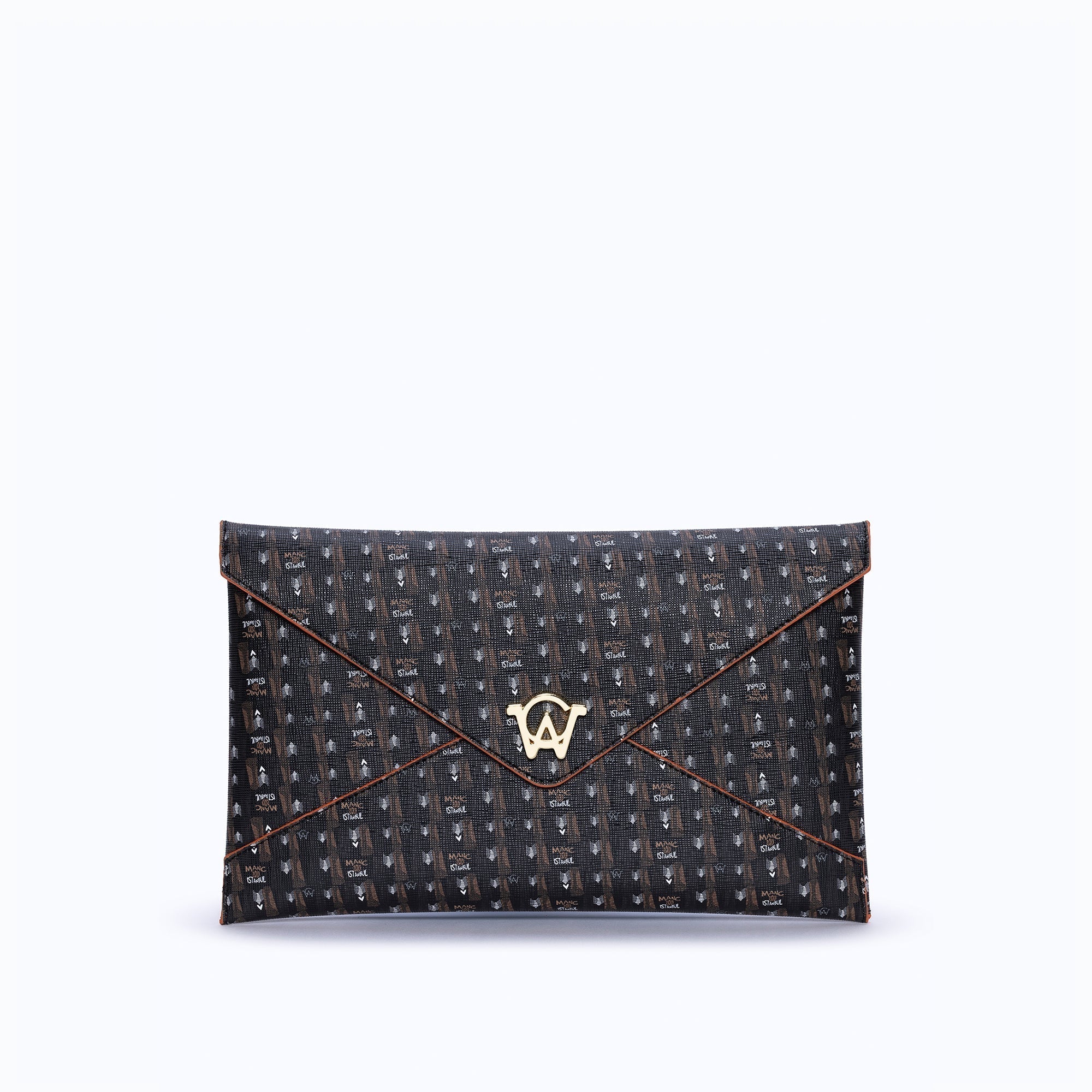 MONOGRAM CLUTCH - BROWN BLACK - manc