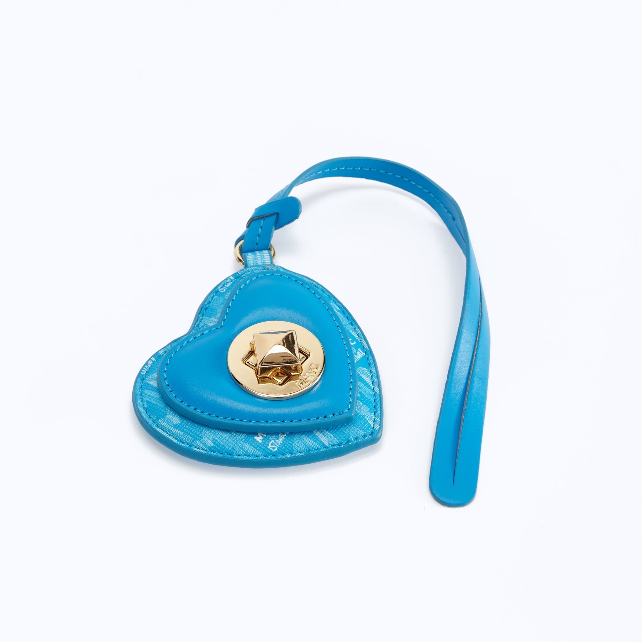 MONOGRAM HEART CHARM - BABY BLUE - manc