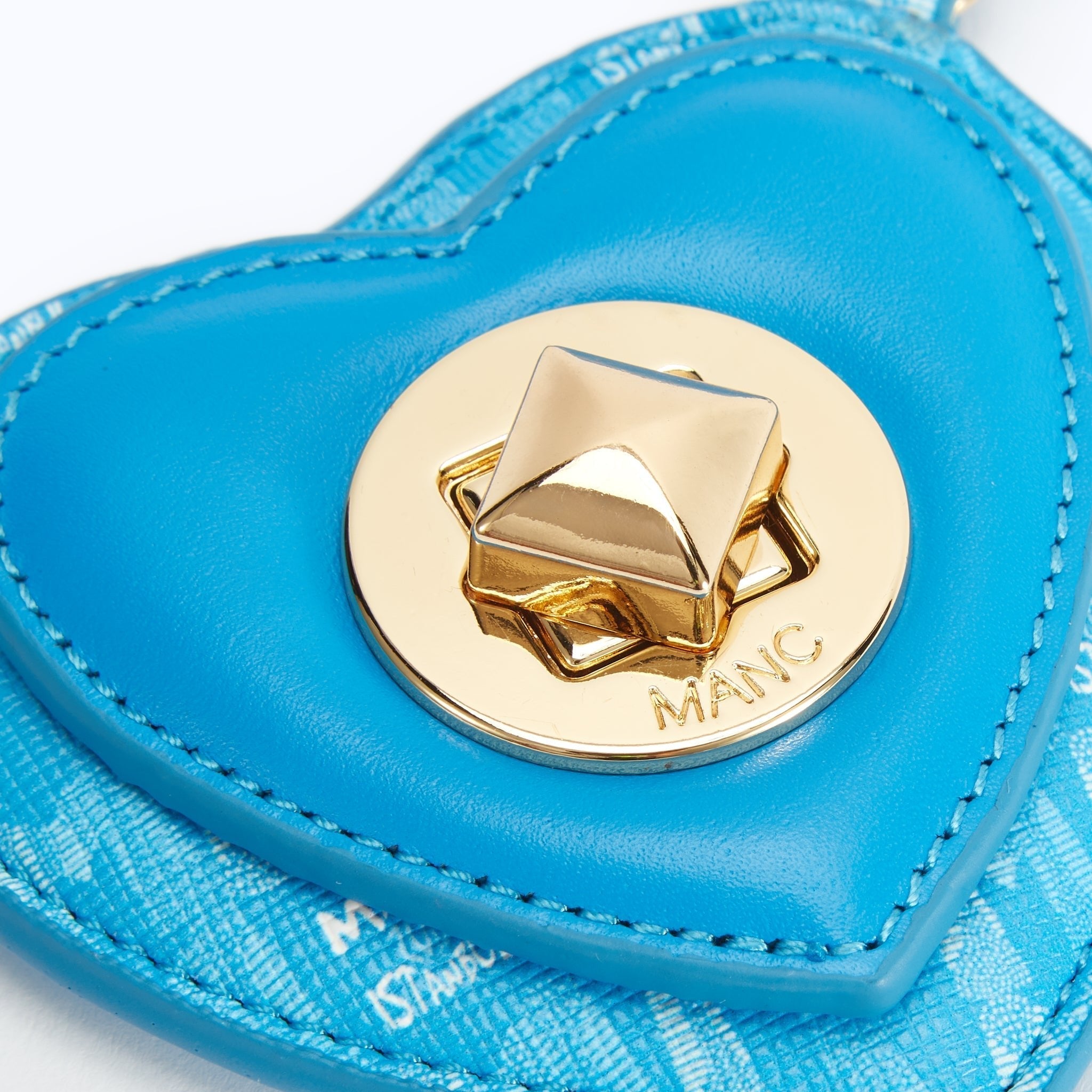 MONOGRAM HEART CHARM - BABY BLUE - manc