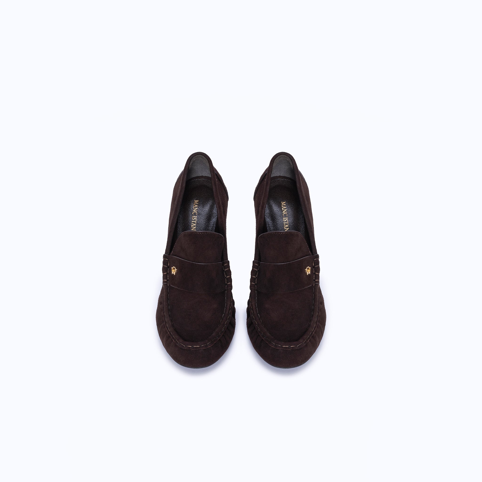 PENNY HEELS - DARK SUEDE BROWN